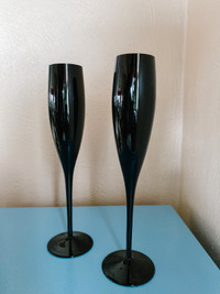 Champagne glasses by Mikasa, pair, black
