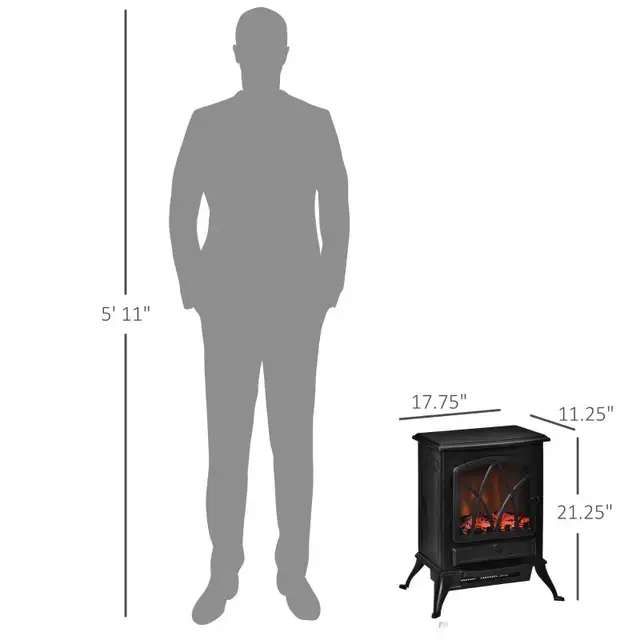 750W/1500W Free Stand Electric Fireplace Stove Heater Adjustabl in Stoves, Ovens & Ranges in Markham / York Region - Image 9