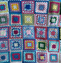 Handmade Granny Square Throw Wool Acrylic Colourful Cottage Core