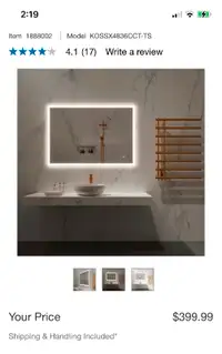 Costco LED Mirror With Frosted Edge
