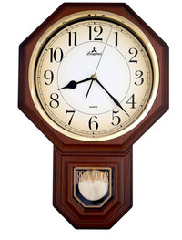 JUSTIME Traditional Schoolhouse Arabic Pendulum Wall Clock Chime