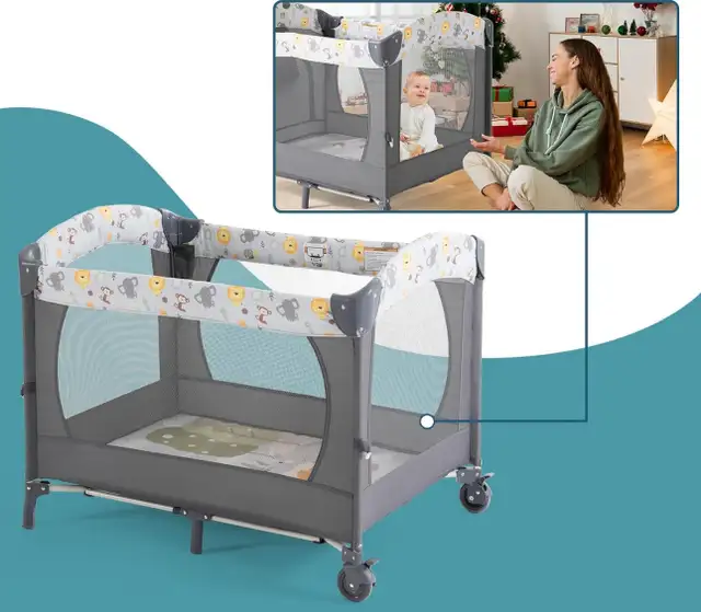 Ihoming Baby Bassinet Bedside Sleeper Baby Crib, Pack and Play w in Cribs in City of Toronto - Image 7
