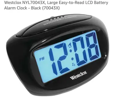 This is a new Westclox NYL70043X alarm clock, featuring a large, easy-to-read LCD display and batter...