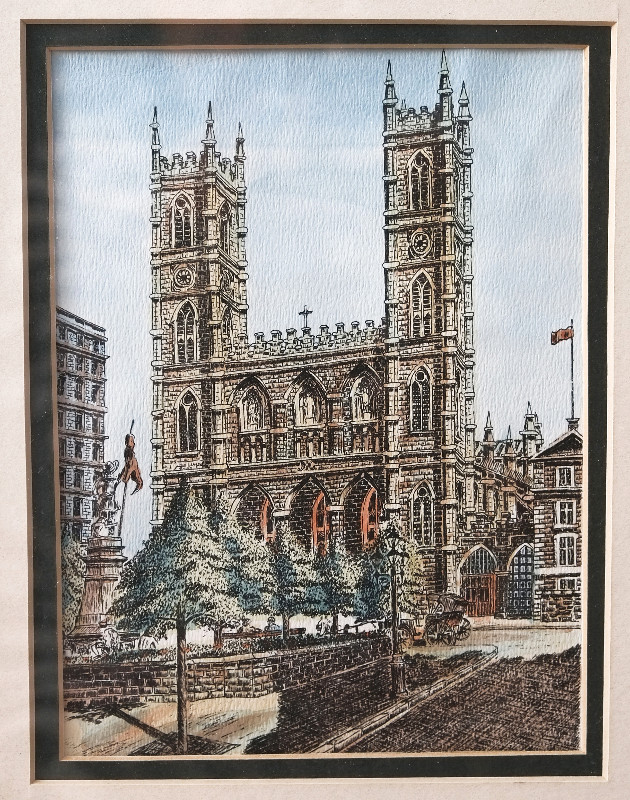 Set of two hand-colored lithographs of Old Montreal by Lazo in Arts & Collectibles in Edmonton - Image 3