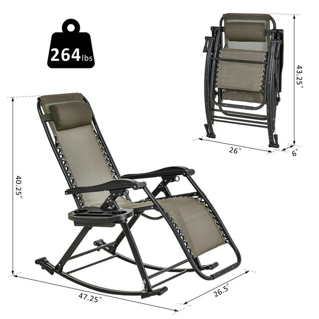 Outsunny 2 in 1 Adjustable Zero Gravity Reclining Lounge Chair G in Other in Oshawa / Durham Region - Image 3