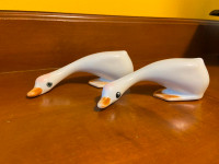 Vintage Porcelain Duck Goose Heads Laying Down