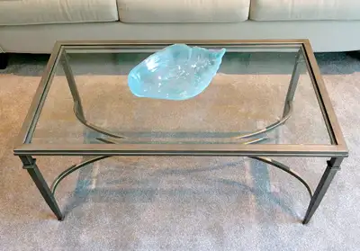 Rectangular beveled glass coffee table, View more