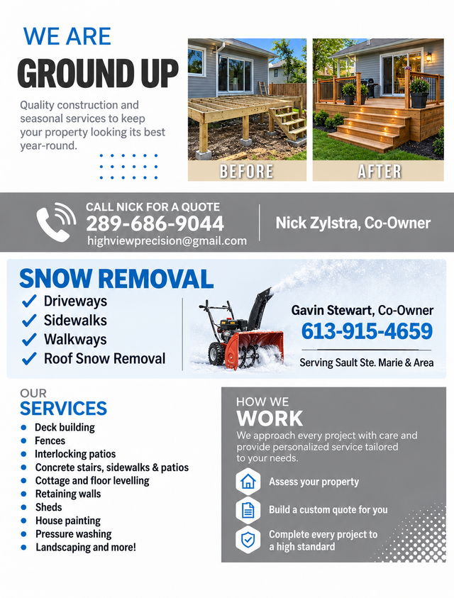 Ground up construction and snow removal