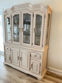 Prestine bleached oak china hutch 