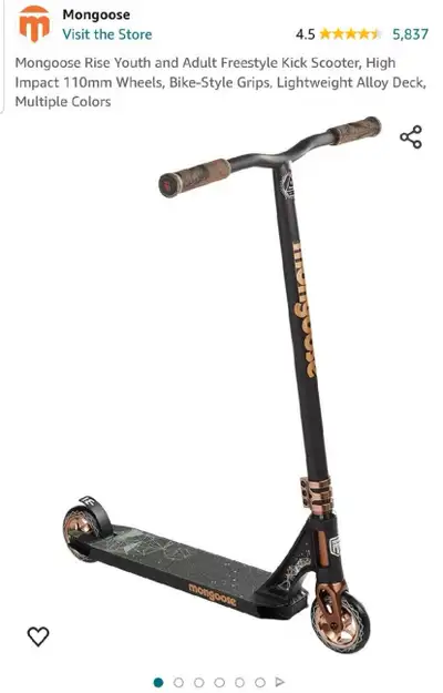 Get ready to shred with this brand-new Mongoose Rise Youth and Adult Freestyle Kick Scooter, featuri...
