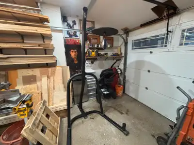 Heavy bag stand w/speed bag attachment Heavy bag not included Able to be fully disassembled for easy...
