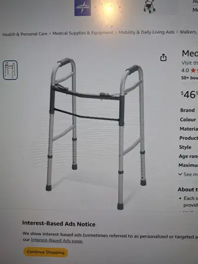 Folding Walker 2 Button Brand New, View more
