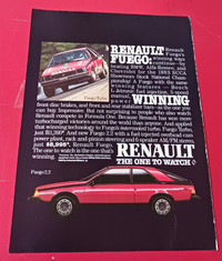 RETRO ORIG 1984 RENAULT FUEGO CAR AD / ANNONCE AUTO