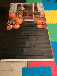 Halloween Vinyl Back Drop (used) about 6 feet by 4 feet