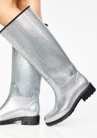 Like New Melissa Fullness Rain Boots Silver size 6