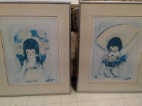 De Grazia Framed Numbered Prints "Flower Girl" and "Flower Boy"