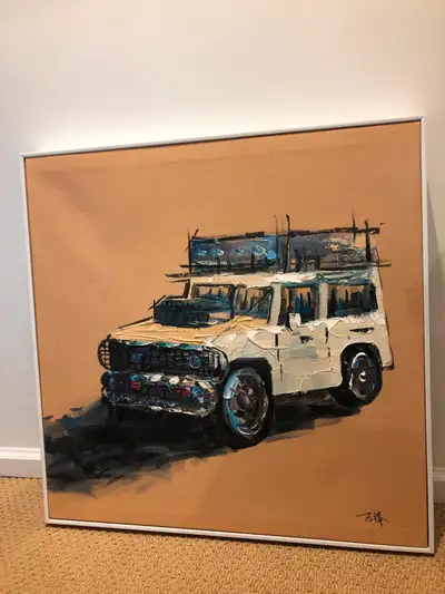 Large Nice Oil Painting Good Humor Truck, signed by the artist., View more