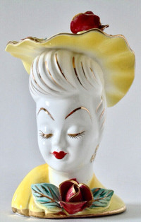 Antiquité 1950 Collection. Vase à tête de femme Porcelaine Japon