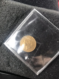 Gold Newfoundland 2 dollar 1870 coin 22 k gold rare
