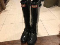 Women’s HUNTER Tall Rain Boots Size 10 Shiny Black