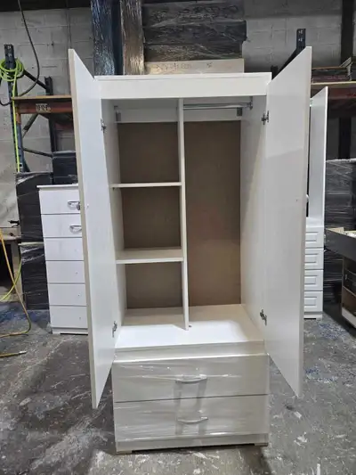 White 2 Door Wardrobe with Drawers, View more