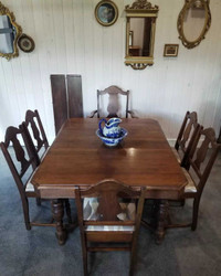 Antique Dining Table with 6 Chairs - Delivery Available 