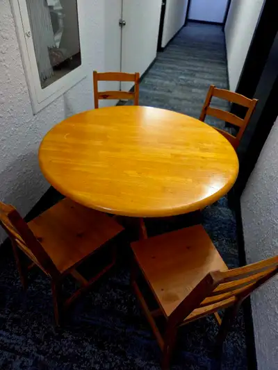 Round Wooden Dining Set-Need gone this weekend, View more