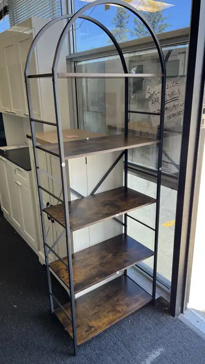 5-Tier Arched Bookcase, Wood Rustic Brown, 23.5x11.8x65.3 in, View more