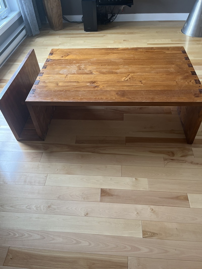 Table de salon en bois massif Teck avec rangement pour livre Tables