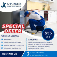 Same Day Appliance Repair- $35 OFF- Brampton-Toronto-Mississauga