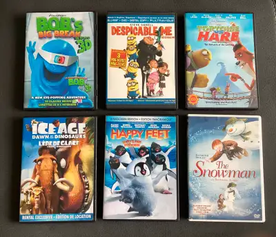 À vendre ou à échanger. DVD Films pour enfants. Dessins animés. Films d’animation. Prix: 2 $ chacun...
