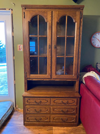 Soild oak china cabinet display cabinet hutch