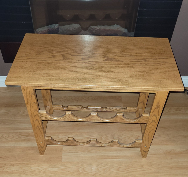 Beautiful  solid oak wood wine rack side table in Other Tables in Red Deer