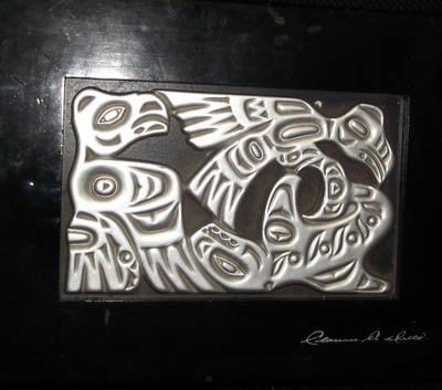 VINTAGE INUIT ART LIDDED WOOD BOX-CLARENCE A. WELLS,ARTIST, SIGN, View more