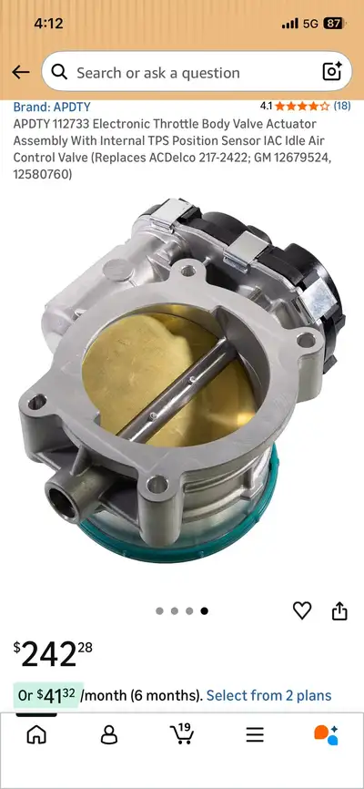 Has no box but Google lense info is … 12601387 Electirc Throttle Body Replacement for Chevy Silverad...