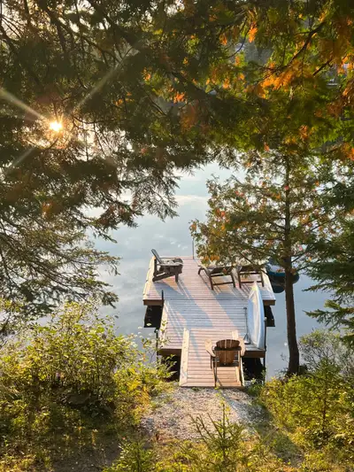 Loon Log cabin with 200 feet of waterfront, View more