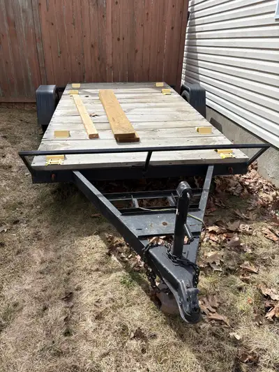 Homemade utility trailer Built in 2024 67”x129.5” Solid steel angle iron construction Solid 2x10 woo...