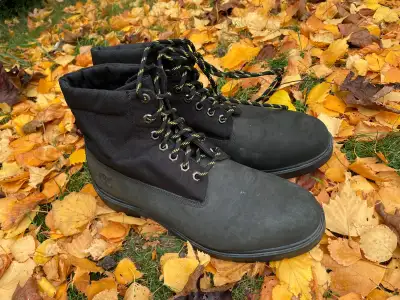 Timberland Men’s Black Boots - Size US 13, Leather & Fabric, Sty, View more