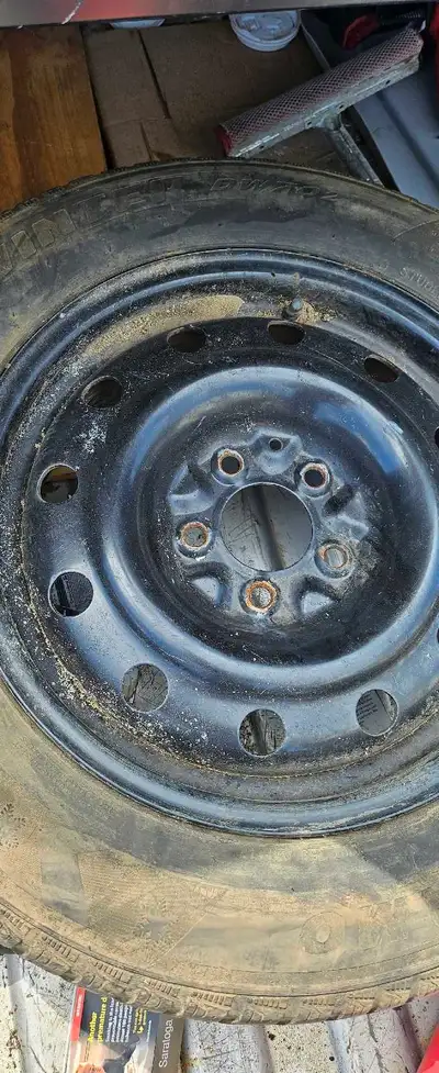 Pair of 215 60 16" tires on 5x115 bolt pattern steel rims tires R decent asking $75