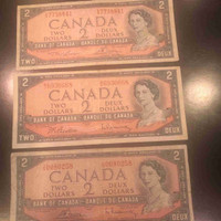 1954 Canadian bills modified $