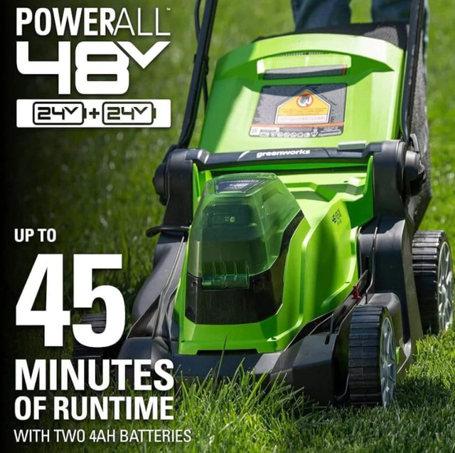 Tondeuse/Mower Greenworks 48V 2 x 24V 4Ah Batteries dans Tondeuses et souffleuses  à Laval/Rive Nord - Image 3