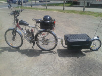Motorized Bicycle with mono wheeled trailer