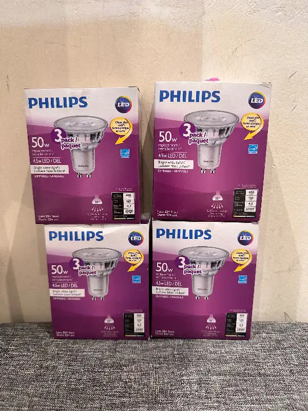 Brand new Philips LED 3 pack 50W dimmable. in Indoor Lighting & Fans in Markham / York Region - Image 2
