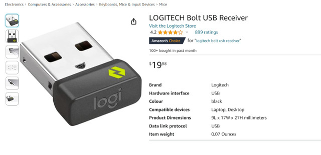 Logitech bolt usb receiver in Mice, Keyboards & Webcams in Markham / York Region - Image 3