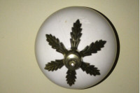 Retro Light Fixture - Indoor, Ceiling, White Ball & Gold Leafs
