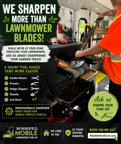 We don’t just sharpen Lawnmower blades, View more