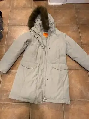 Ladies long down winter coat parka $125 Medium, light grey, View more