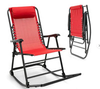 Patio Camping Rocking Chair Folding Rocker Footrest Lightweight