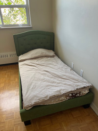 Upholstered Single Bed - BEAUTIFUL GREEN
