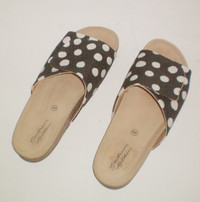 Gudrun Sjoden Polka Dot Slide Sandals with Cork Footbed 9.5 US
